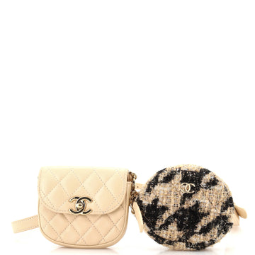 CC Waist Bag with Coin Purse Quilted Lambskin and Tweed