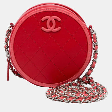 Red Color Pop CC Round Crossbody Bag