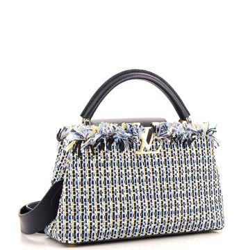 Louis Vuitton Capucines Bag Woven Raffia, Cotton Ribbon, and Silvery Threads MM