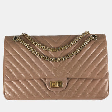 Bronze Chevron Leather 226 Reissue 2.55 Flap Bag