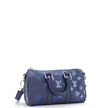 Louis Vuitton Keepall Bandouliere Bag Limited Edition Monogram Ink Watercolor Leather XS