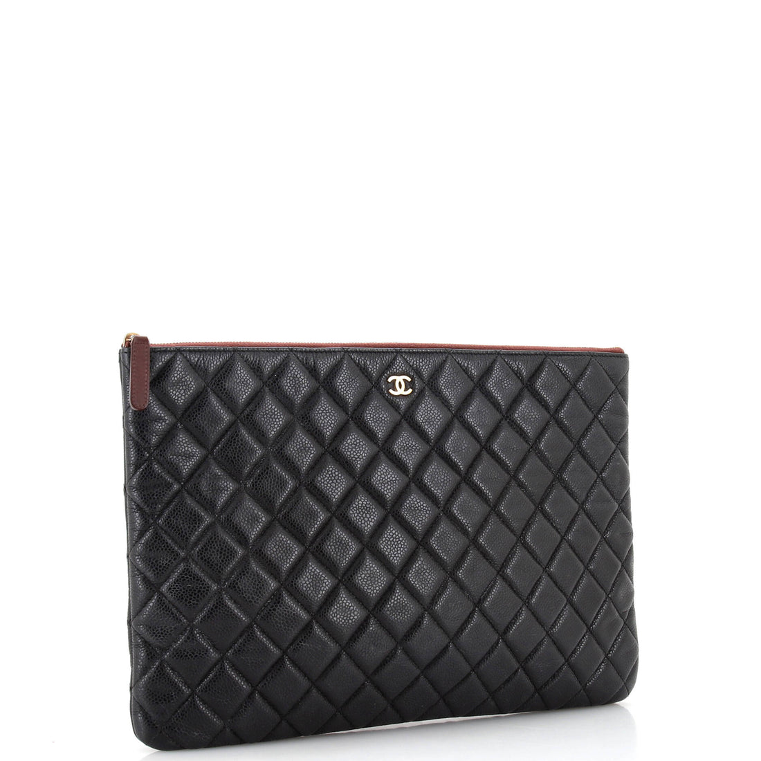 O Case Clutch Quilted Caviar Large