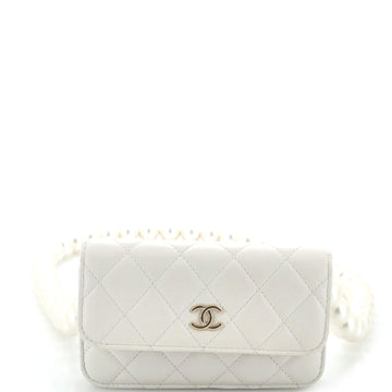 Pearl Strap Clutch with Chain Quilted Calfskin