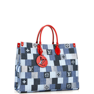 Louis Vuitton OnTheGo Tote Damier and Monogram Patchwork Denim GM