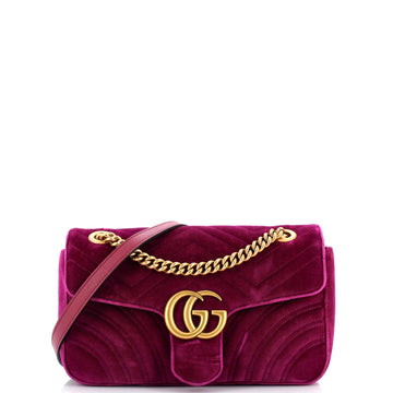 GUCCI GG Marmont Flap Bag Matelasse Velvet Small