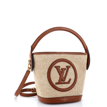 Louis Vuitton Petit Bucket NM Bag Raffia with Leather