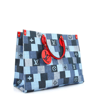 Louis Vuitton OnTheGo Tote Damier and Monogram Patchwork Denim GM
