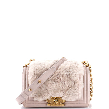Boy Flap Bag Fur with Leather Small