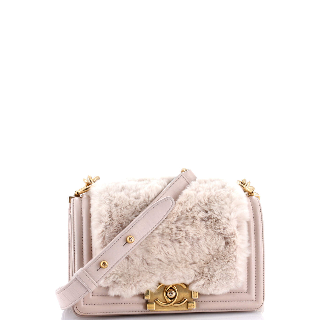 Boy Flap Bag Fur with Leather Small