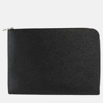 Black Epi Leather Pochette Jour Clutch Bag