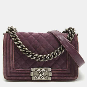 Purple Velvet Small Boy Bag