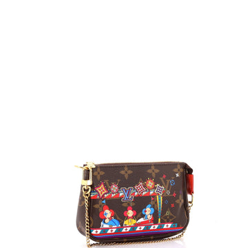 Louis Vuitton Pochette Accessoires Limited Edition Vivienne Xmas Monogram Canvas Mini