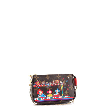 Louis Vuitton Pochette Accessoires Limited Edition Vivienne Xmas Monogram Canvas Mini