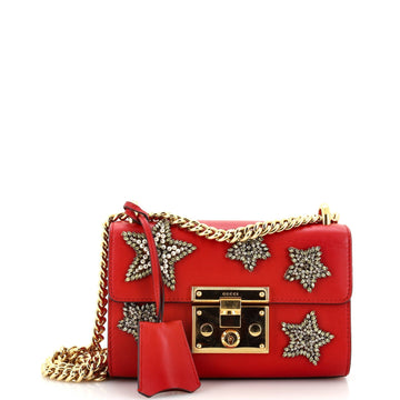 GUCCI Padlock Shoulder Bag Embellished Leather Small