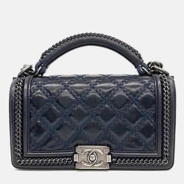 Navy Blue Boy Medium Top Handle Bag