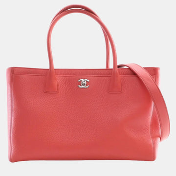 Pink Leather Cerf Shopping Tote Bag