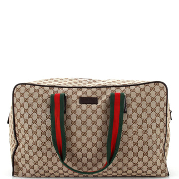 GUCCI Web Carry On Duffle Bag GG Canvas Large