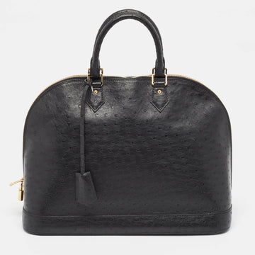 Black Ostrich Alma GM Bag