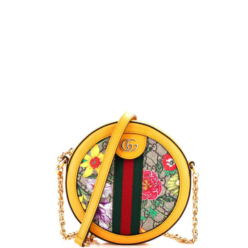 Ophidia Round Shoulder Bag Flora VS Coated Canvas Mini
