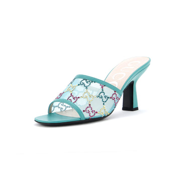 Women's Heeled Mule Sandals Crystal VS Embellished Mesh
