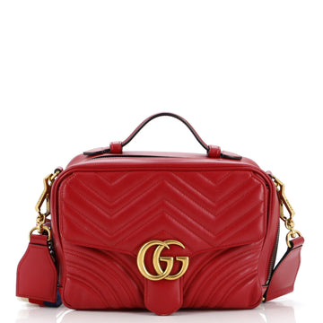 GUCCI GG Marmont Zip Around Camera Bag Matelasse Leather Small