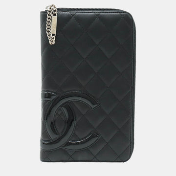 Black Leather Cambon Ligne Continental Wallet