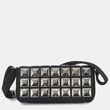 Black Cotton Jersey Chocolate Bar Shoulder Bag