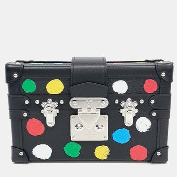 Black Infinity Dots Leather Yayoi Kusama Petite Malle Shoulder Bag