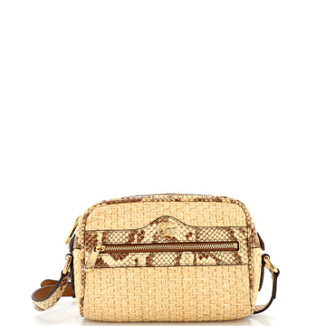 GUCCI Ophidia Shoulder Bag Raffia with Snakeskin Mini