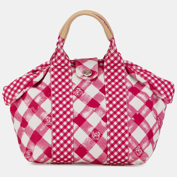 Pink Canvas Gingham Handbag