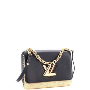 Louis Vuitton Twist Convertible Handbag Leather and Raffia MM