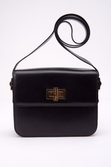 Vintage Celine Black Leather Box Bag