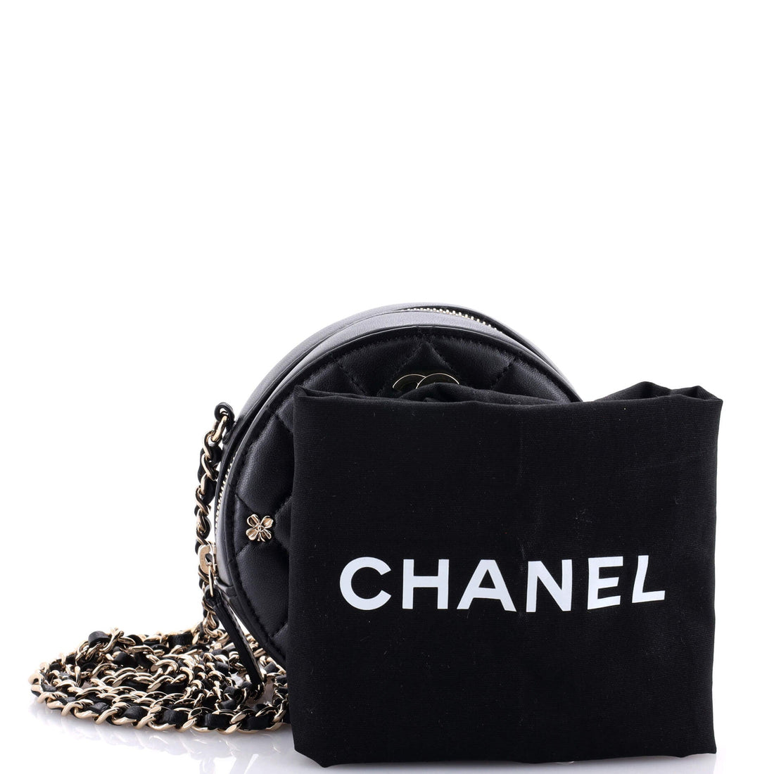 Lucky Charms Round Clutch With Chain Quilted Lambskin Mini