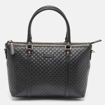 Black Microguccissima Leather Joy Tote
