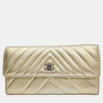 Gold  chevron long wallet