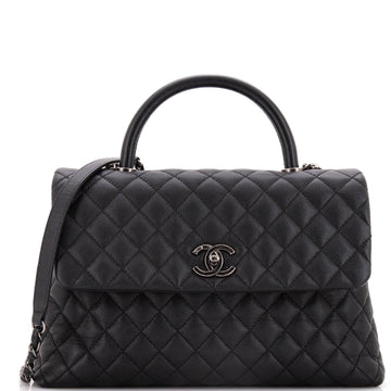 Coco Top Handle Bag Quilted Caviar Medium