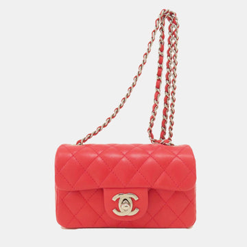 Red Lambskin Leather Mini Classic Single Flap Shoulder Bag