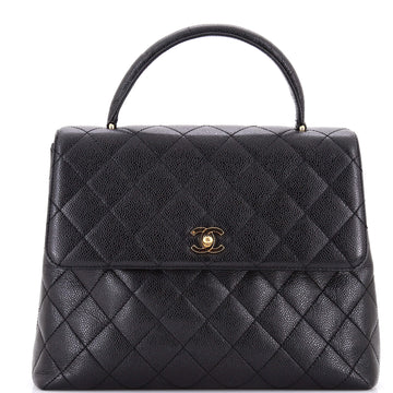 Vintage Classic Top Handle Flap Bag Quilted Caviar Jumbo