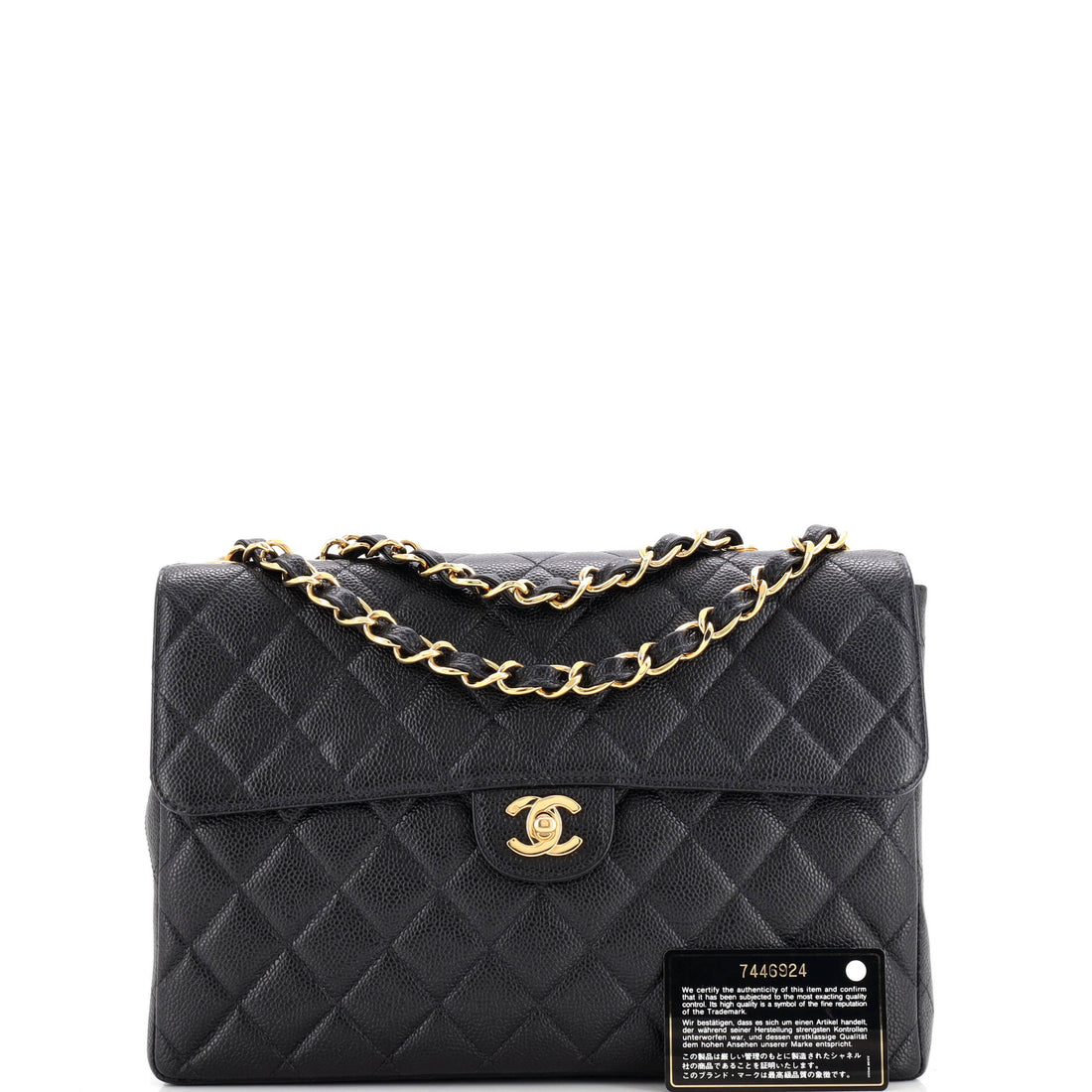 Vintage Square Classic Single Flap Bag Quilted Caviar Jumbo