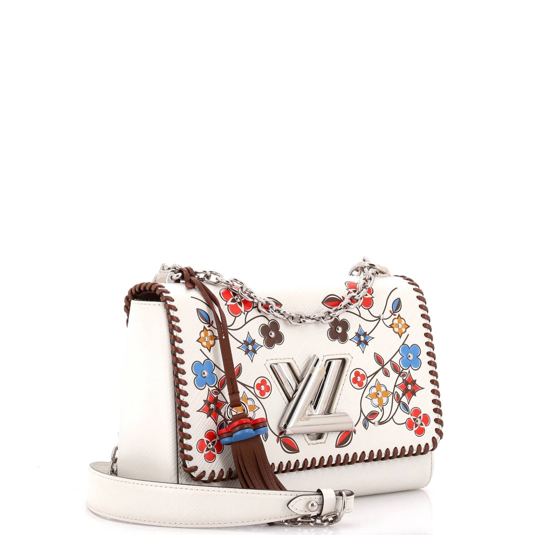 Twist Handbag Limited Edition Flower Embellished Epi Leather with Whipstitch Details MM
