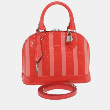 Red/Pink Monogram Vernis Rayures Alma BB Bag