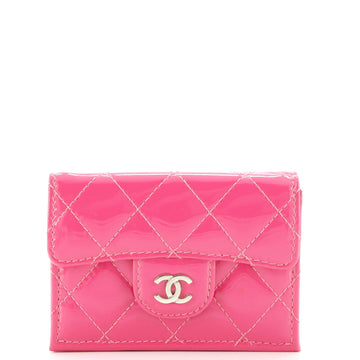 Classic Trifold Flap Wallet Quilted Patent Small