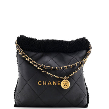 22 Chain Hobo Quilted Lambskin with Shearling Small