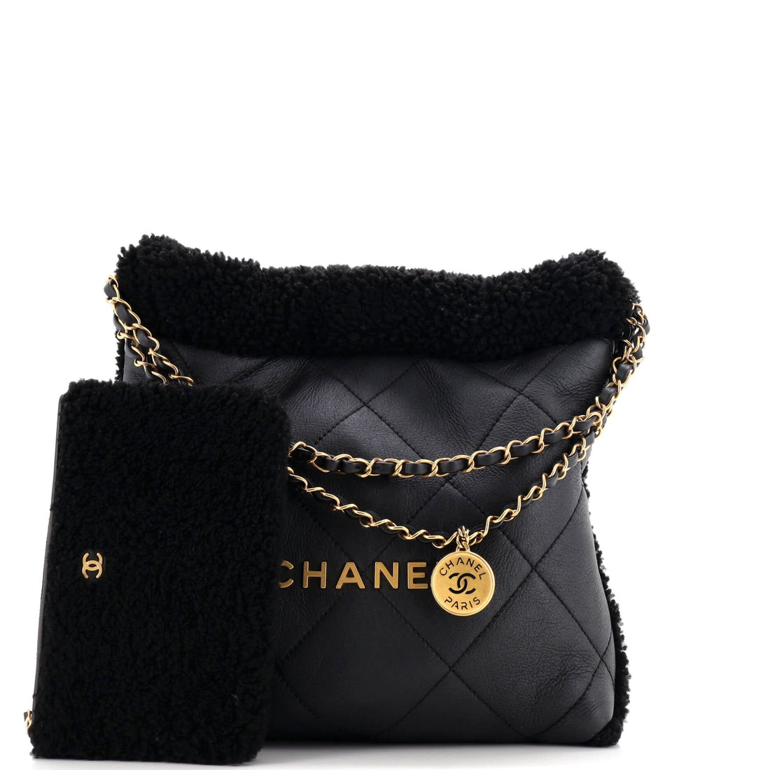 22 Chain Hobo Quilted Lambskin with Shearling Small