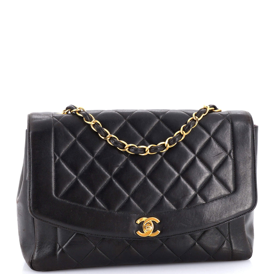 Vintage Diana Flap Bag Quilted Lambskin Large