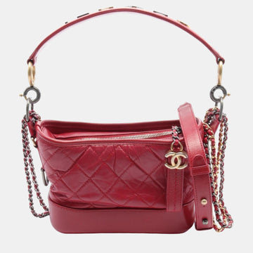 Red Leather Gabrielle de Small Hobo Shoulder Bag
