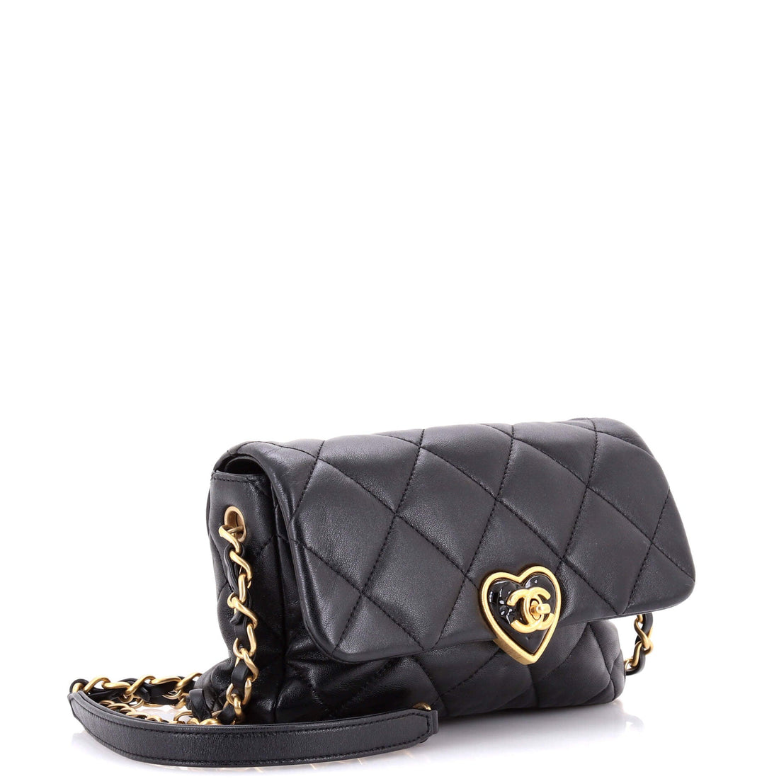 Coco Love CC Heart Flap Bag Quilted Lambskin Small