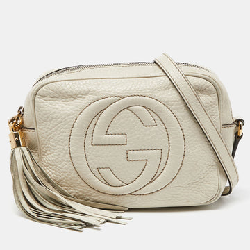 Cream Leather Small Soho Disco Crossbody Bag
