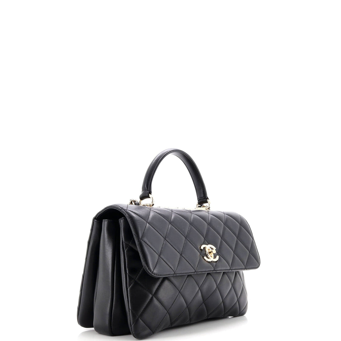 Trendy CC Top Handle Bag Quilted Lambskin Medium