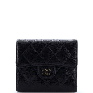 CC Compact Classic Flap Wallet Quilted Caviar